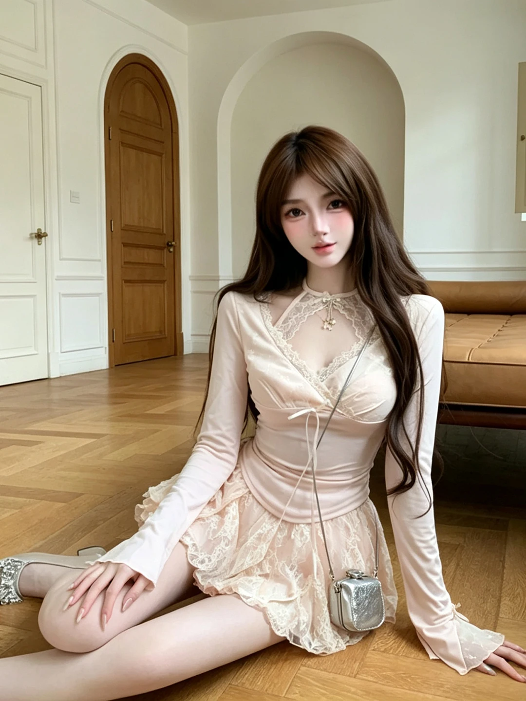 sweet-dream-ballet-ensemble-jupe-mi-longue-et-haut-col-en-v-a-details-en-dentelle-pour-femme-style-amincissant-pure-desire-spicy-girl-debut-d'automne