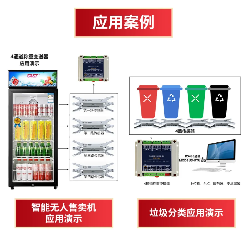 Multi-channel rail-type weighing module Multi-channel 4-channel 10-channel weighing transmitter single-channel modbus protocol