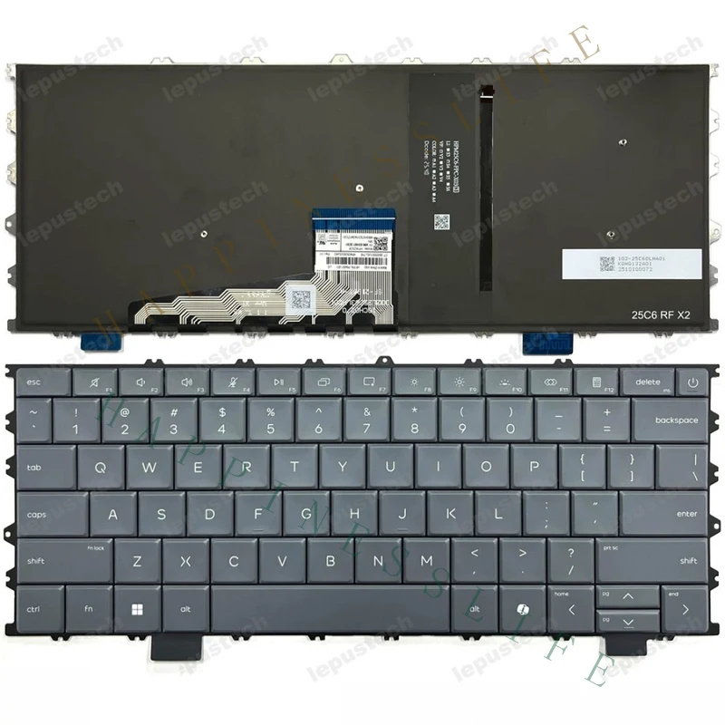 OM+  FOR  HP OmniBook X Flip 14 inch 2-in-1 14-kc 14z-kc backlit US keyboard blue-gray