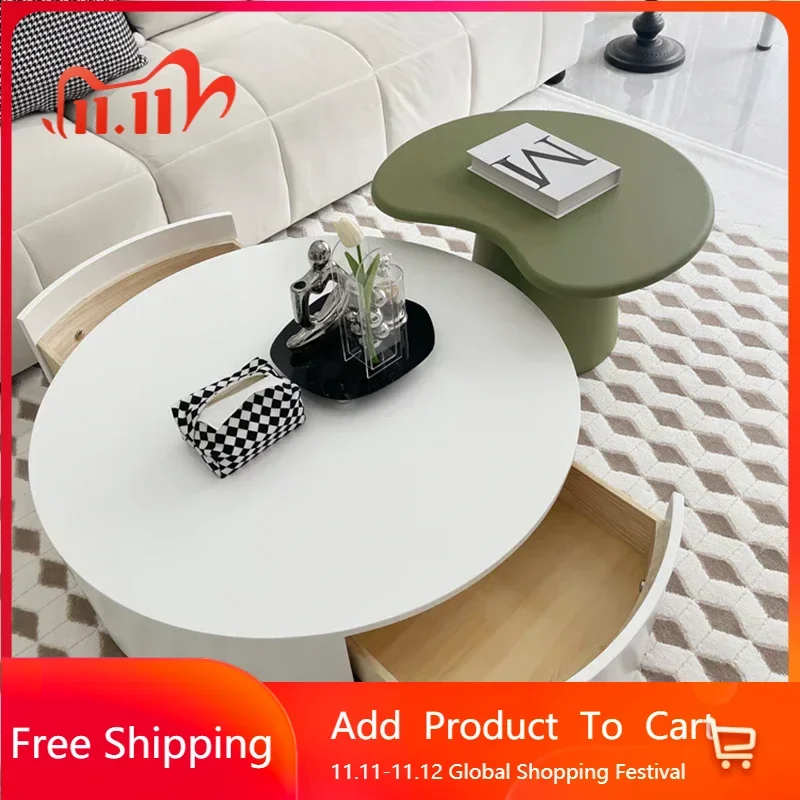 

Роскошный журнальный столик для гостиной, современный дизайн, итальянский круглый журнальный столик, низкий белый Meubles De Salon, минималистичная мебель