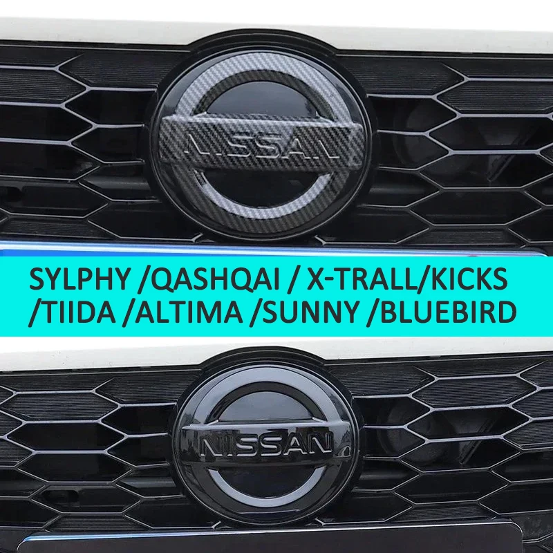 2025 New Front Trunk Logo for Nissan Kicks Altima Sylphy Qashqai X-Trall Tiida Sunny Car Grille Rear Emblem Cover Steering Wheel