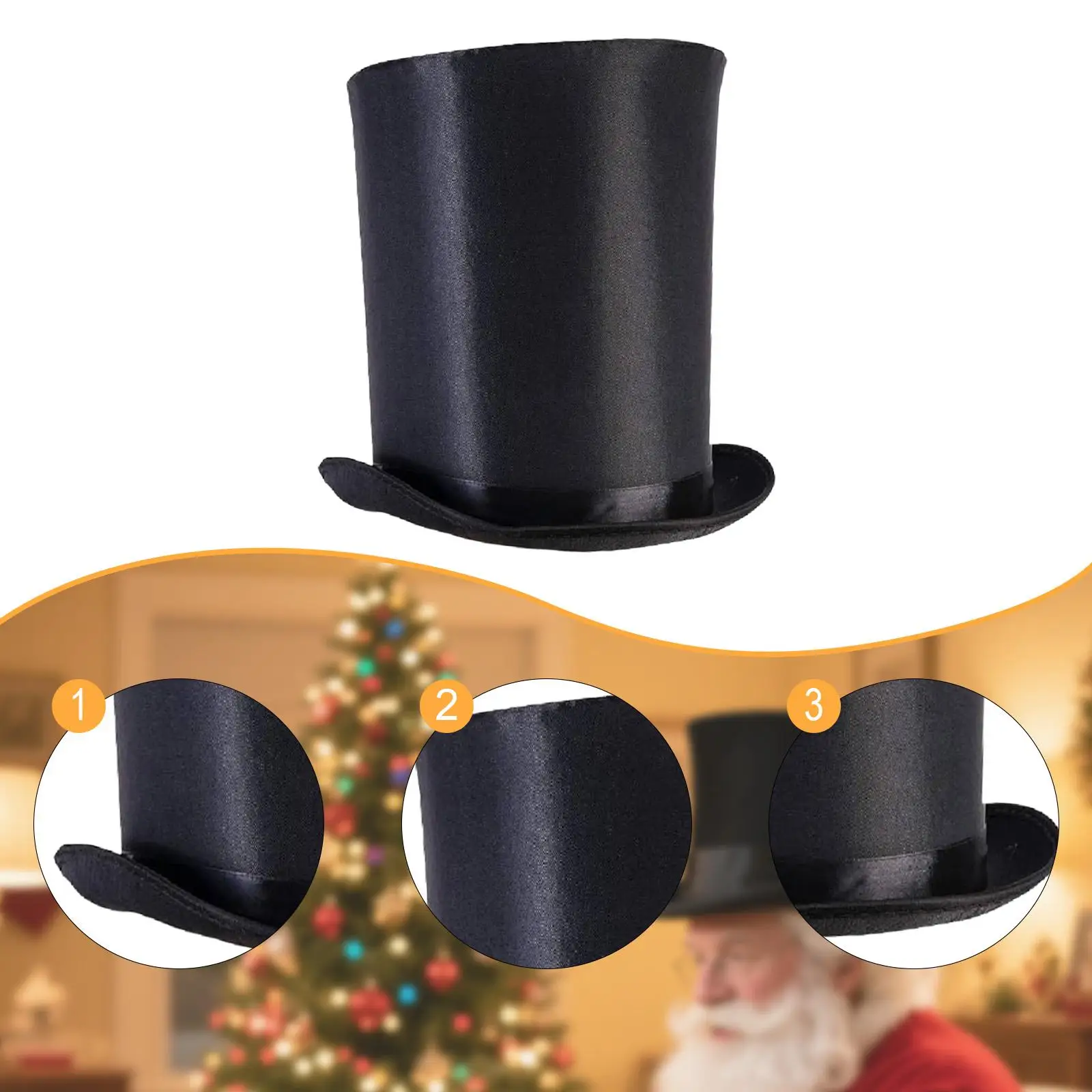 Premium Black Felt Top Hat for Magician Butler Formal Costume Victorian Style for Christmas Parties Role-Play Circus Themed Even