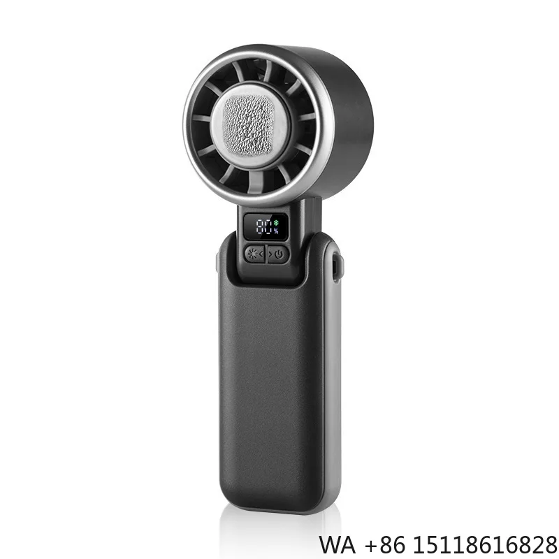 Outdoor Camping Handheld Fan, 5-Speed Ice-Cool Neck Fan with Digital Display, Rechargeable Portable Mini Fan for Camping Use