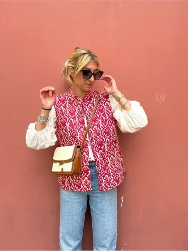 Imagen 2 del producto Chaleco Reversible con bordado impreso para mujer, chaqueta Vintage de estilo nacional, chaleco informal de retales, ropa de calle elegante, 2023
