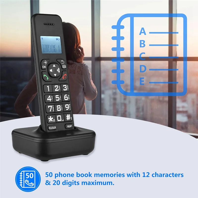 A41T D1102B Cordless Phone With Answering Machine Caller ID/Call Waiting 1.6 Inch Backlight LCD 3 Line Screen EU Plug
