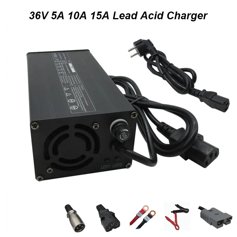 

36V 5A 10A 15A Lead Acid Battery Charger 43.2V 36 Volt 50AH 100AH Energy Storage Forklift Fast Charger