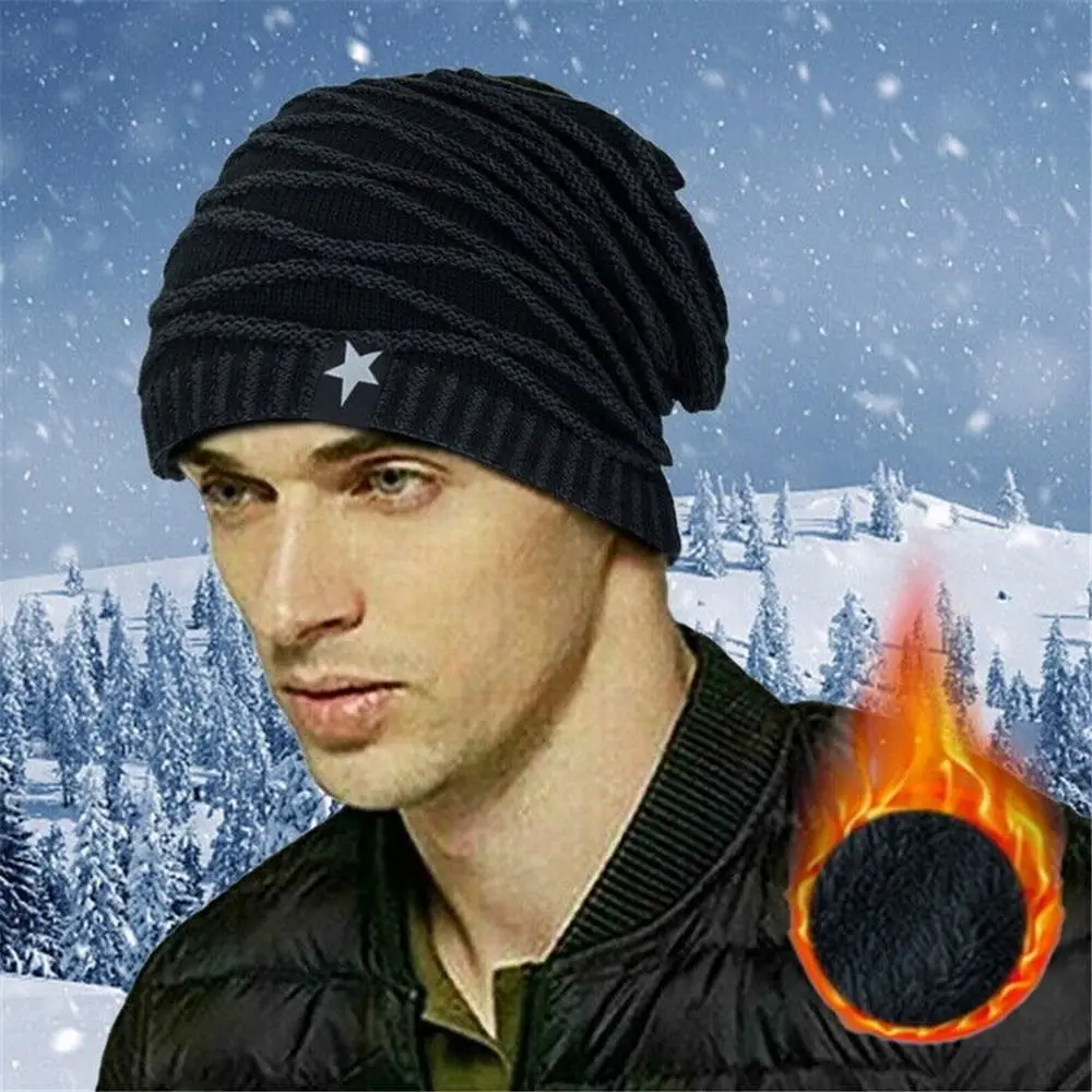 Men Women Fleece Lined Thermal Soft Ski Cap Skullies Hat Knitted Cap Beanie Hat