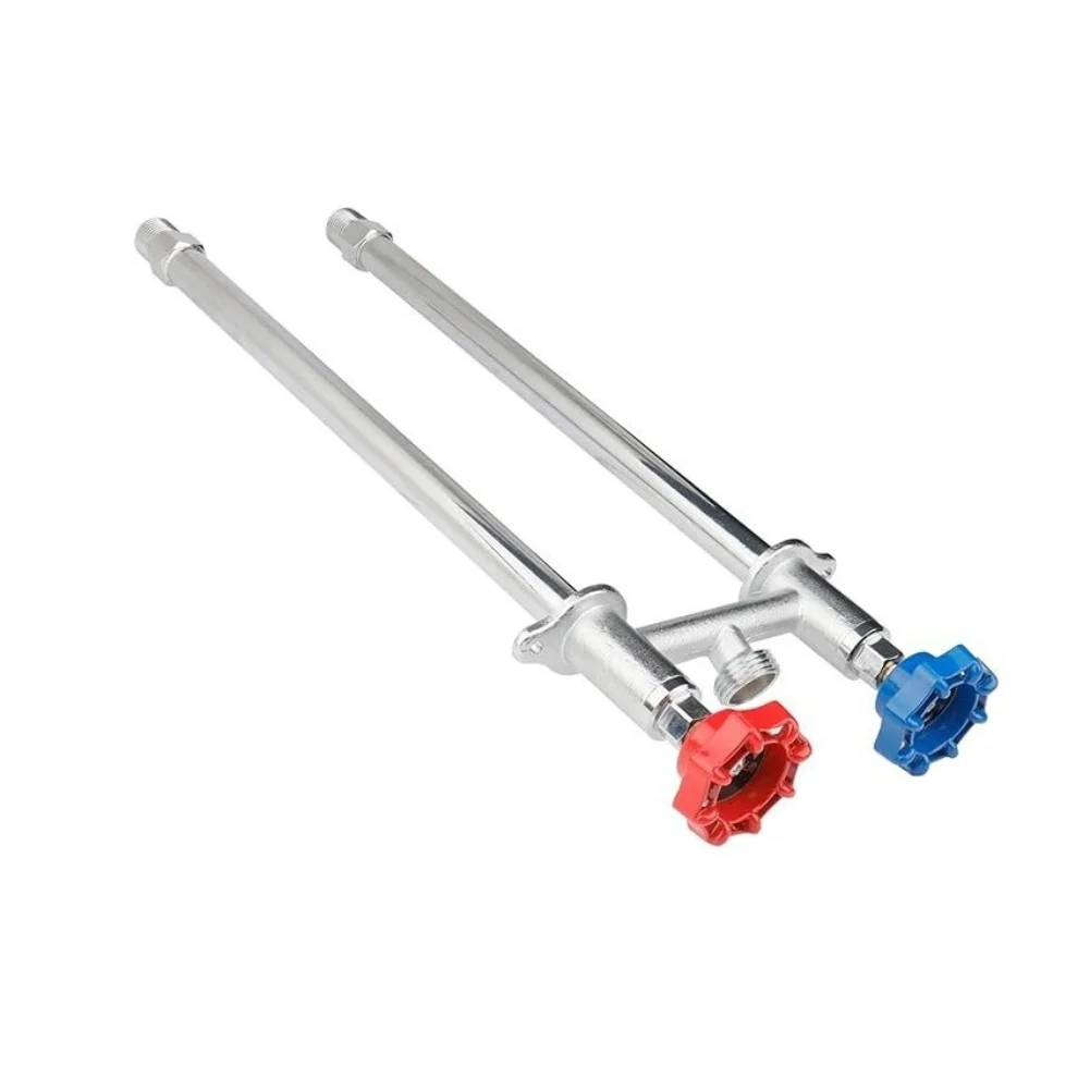 

No Frost Outdoor Water Spigot Faucet with Hot and Cold Water Supply 12 Male Iron Pipe 34 Male GHT for Easy Connection