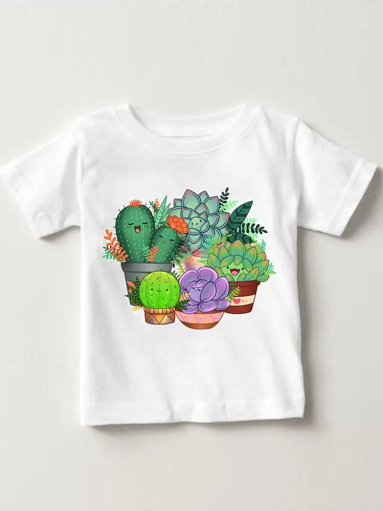 

Short Sleeve Cactus Trend Plant Fashion Kids Tees Tops O-neck Girls Boys Summer Cartoon Outfits T-shirts Children Clothes