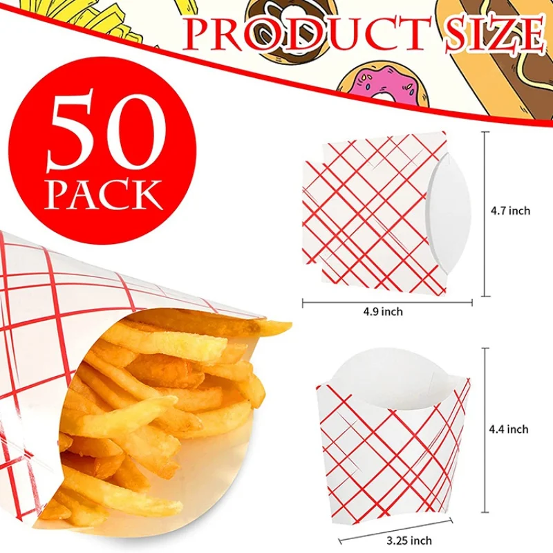 Kunden spezifisches Produkt 5 Unzen 50er Pack Pommes Frites Behälter Box Tassen, Einweg Pappe Pommes Frites Halter, Kinder Snack Behälter