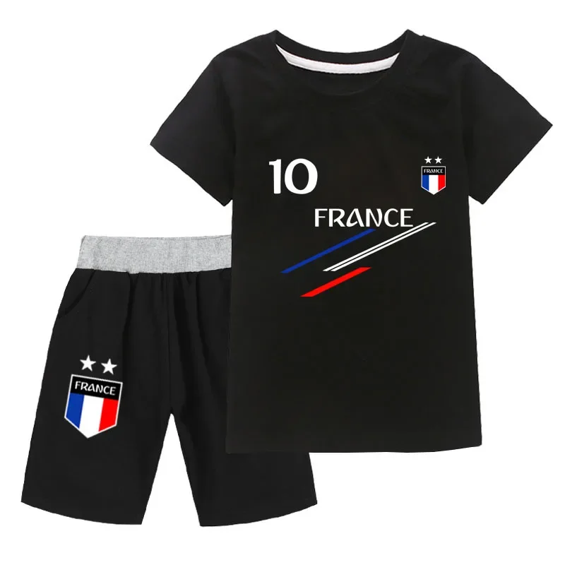 New Summer Kids Clothes Baby Boys France Football 10 MBP Tracksuit 2Pcs Children Boy Sports suit Outfits Short Sets