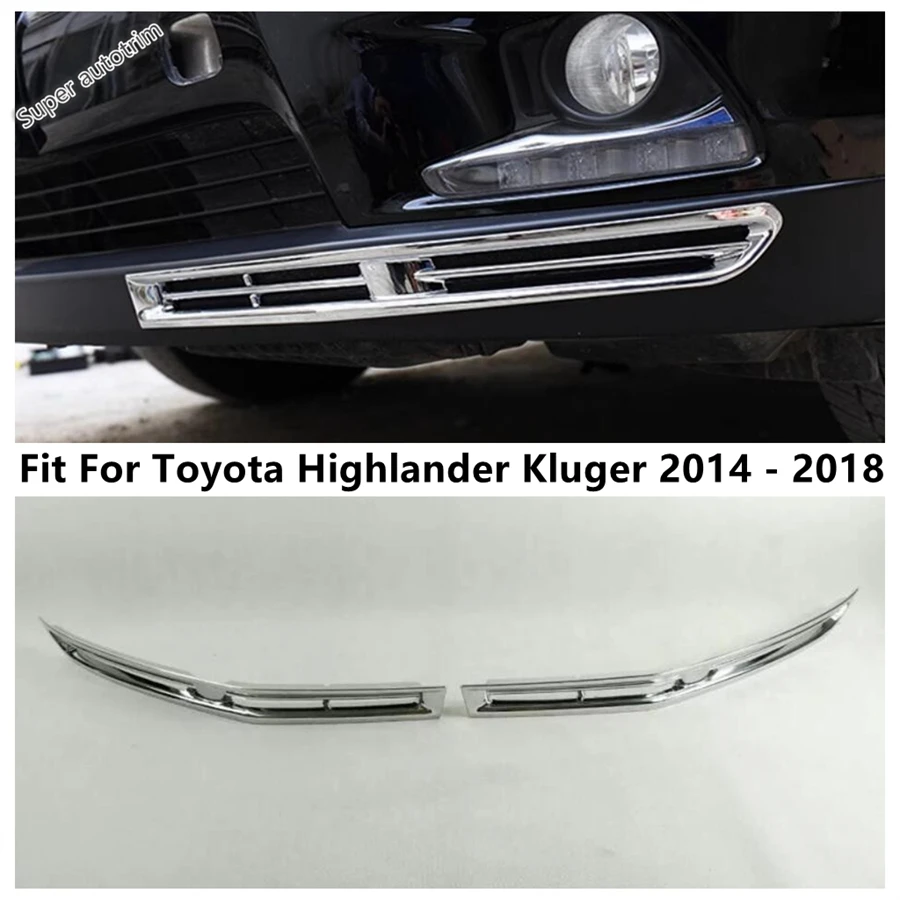 

ABS Chrome For Toyota Highlander Kluger 2014 - 2018 Car Accessories Front Bumper Corner Garnish Fog Light Lamp Frame Cover Trim