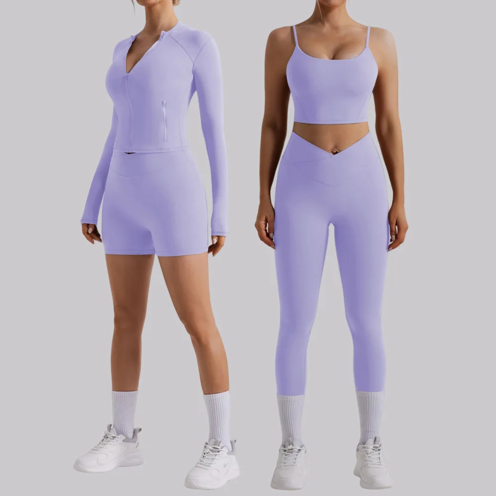 

Yoga Set Women's Tracksuit Gym Fitness Set 2 Pieces Long Sleeve Crop Top Leggings Sports Bra Workout Sportswear Female Clothes