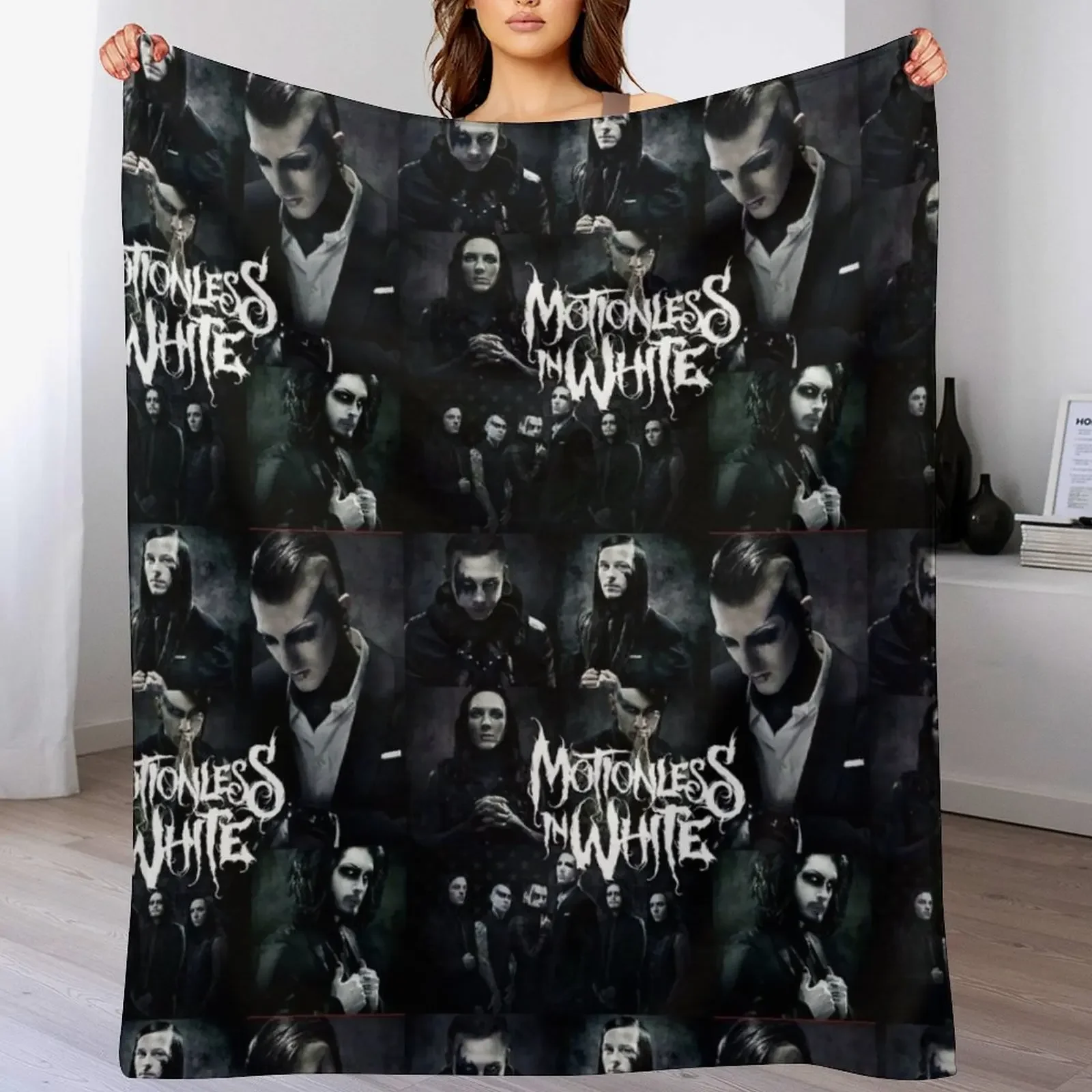 THE MEMBERS OF MOTIONLESS IN WHITE Throw Blanket Picnic Furry manga Blankets