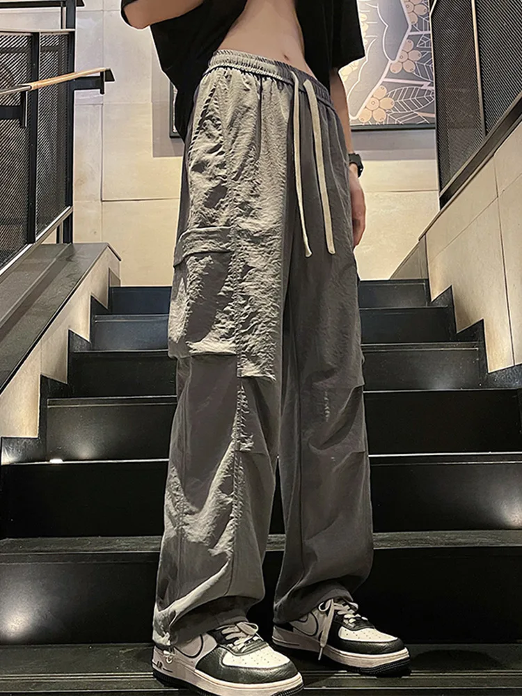 

Мужские брюки карго на весну-осень, прямые, повседневные, в стиле парашютиста, рабочие, модные, однотонные, со средней посадкой, для лесозаготовительных работ