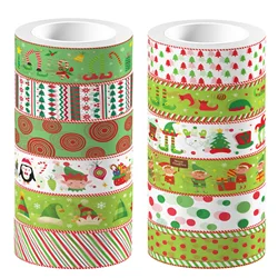 12 Rolls Elf Christmas Green Dots Masking Tape DIY Handbook Material Sticker Washi Tape Scrapbooking Birthday Gift Supplies
