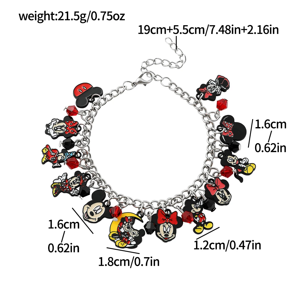 Disney Cartoon Bracelet for Women, Mickey and Minnie Mouse Bracelet, Girl Accessories, Birthday Gift