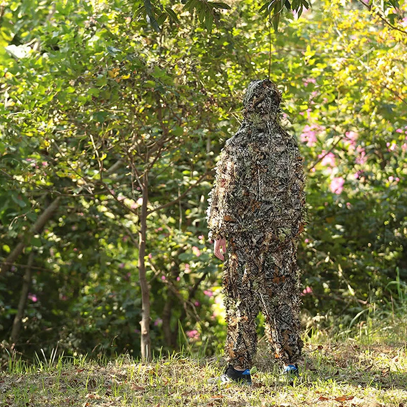 Imagem -02 - Ghillie de Fibra Sintética para Homens e Mulheres Roupas de Camuflagem Folhas de Treinamento Terno de Caça Jaqueta Quente ao ar Livre