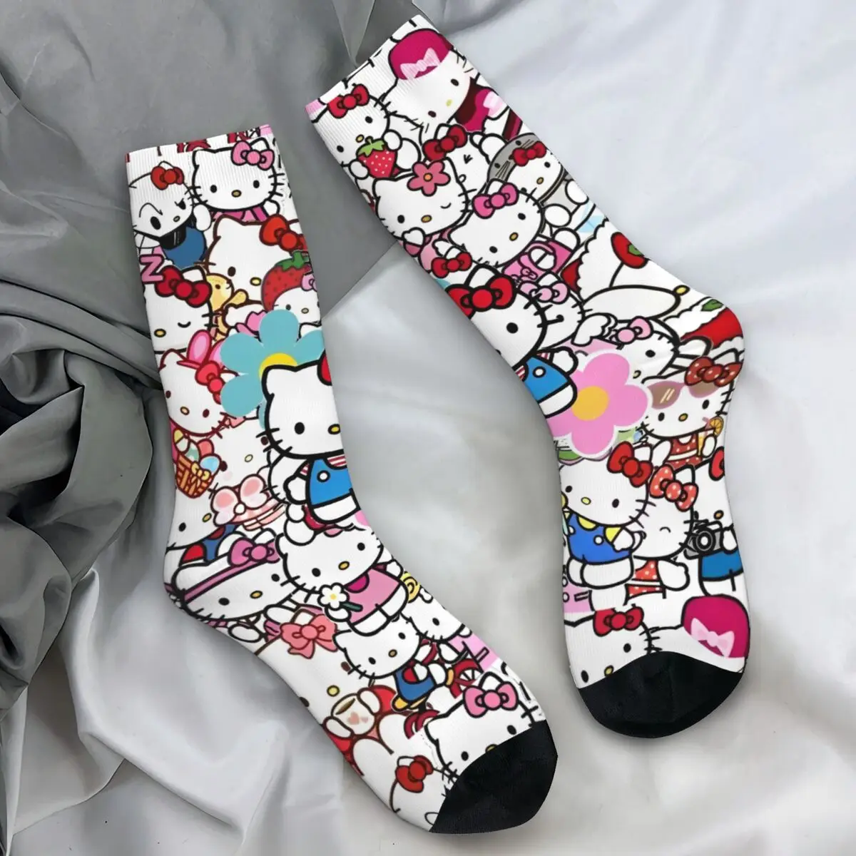 

Hello Kitty Stockings Men Socks Quality Fashion Socks Winter Running Anti Skid Sanrio Halloween Graphic Socks Gift