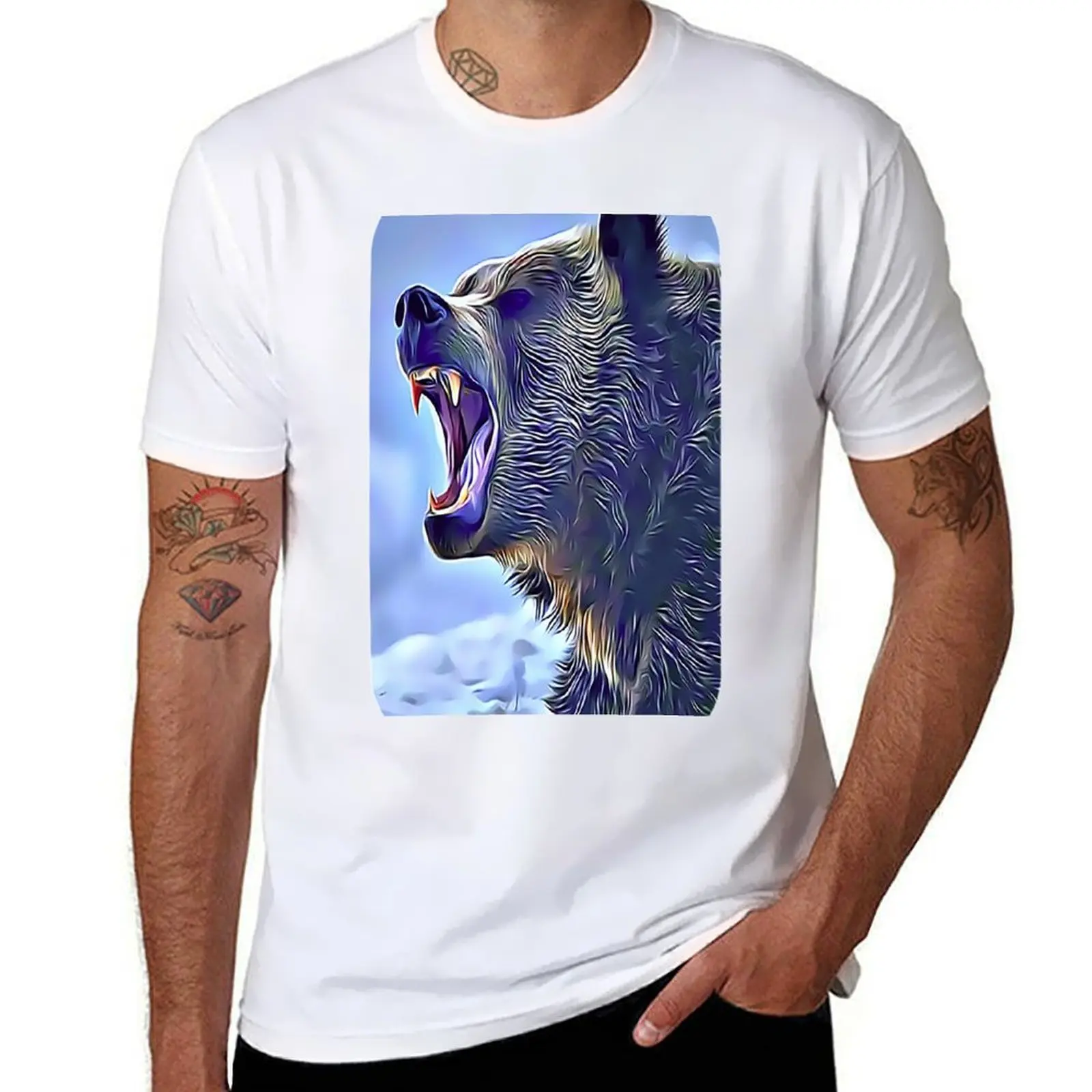 

t funny t humor Bear dark man pack white graphic shirts for Growling shirts t for Grizzly man T-Shirt shirts