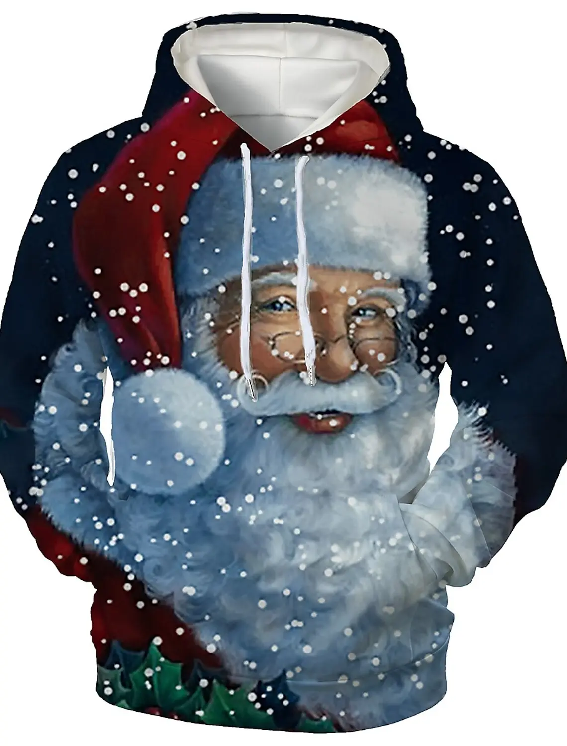 Santa Claus Men\'s Graphic Hoodie Fashionable Daily Basics Printed Pullover Sports Outdoor Vacation Vacation Hoodie