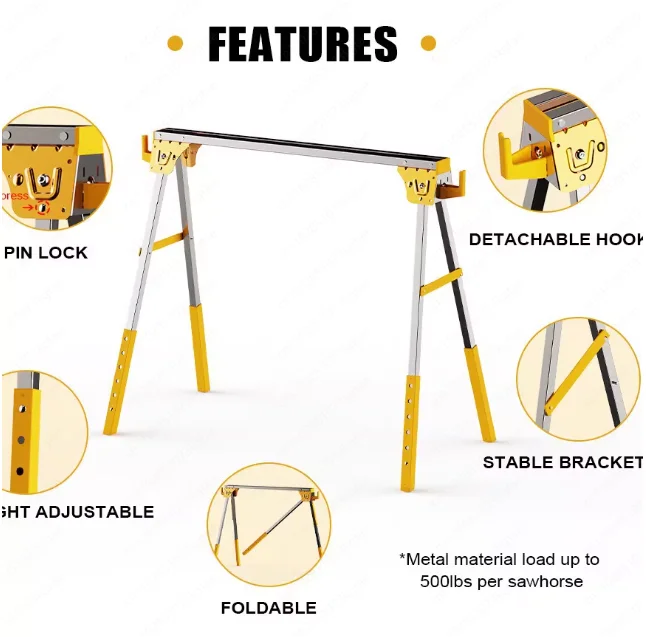 Foldable metal saw frame saw horse 250KG multi-functional iron portable work table iron Trojan horse construction site