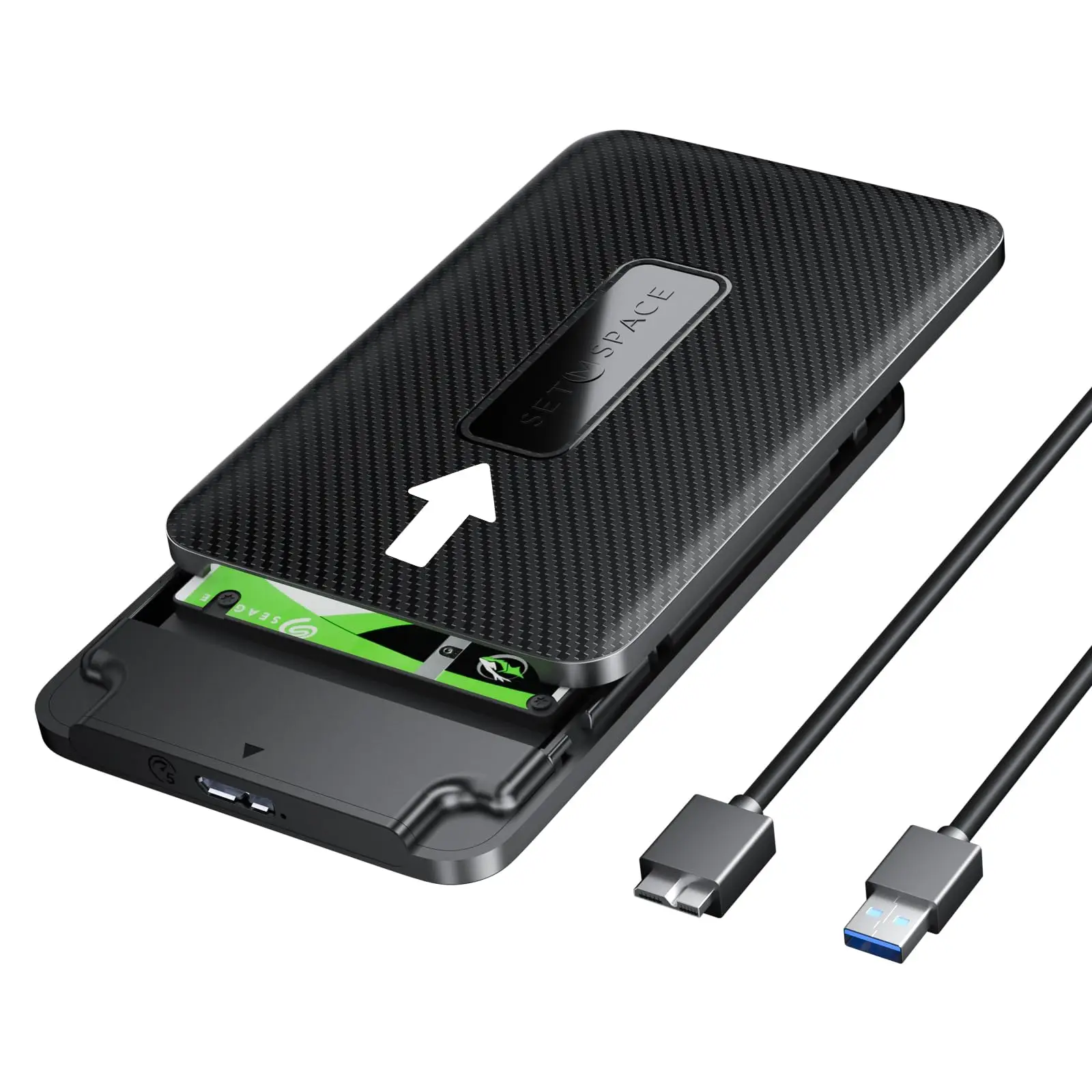 SATA Enclosure 2.5 External Hard Drive Enclosure, Carbon Fiber Texture 2.5 SSD Enclosure