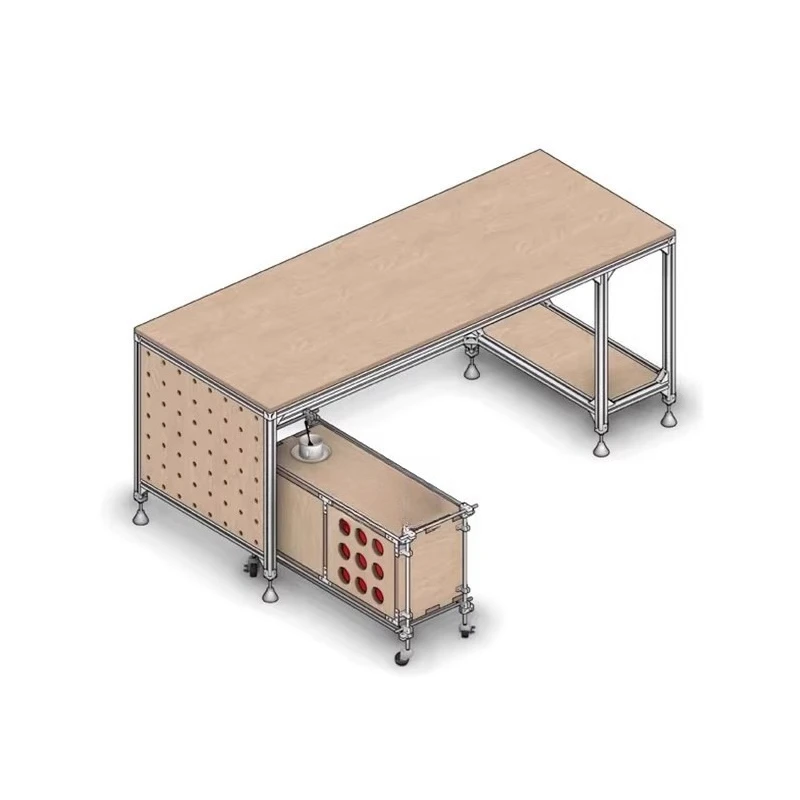 Solid wood computer desk worktable ocean plate desk aluminum profile rectangular table integrated under table cabinet