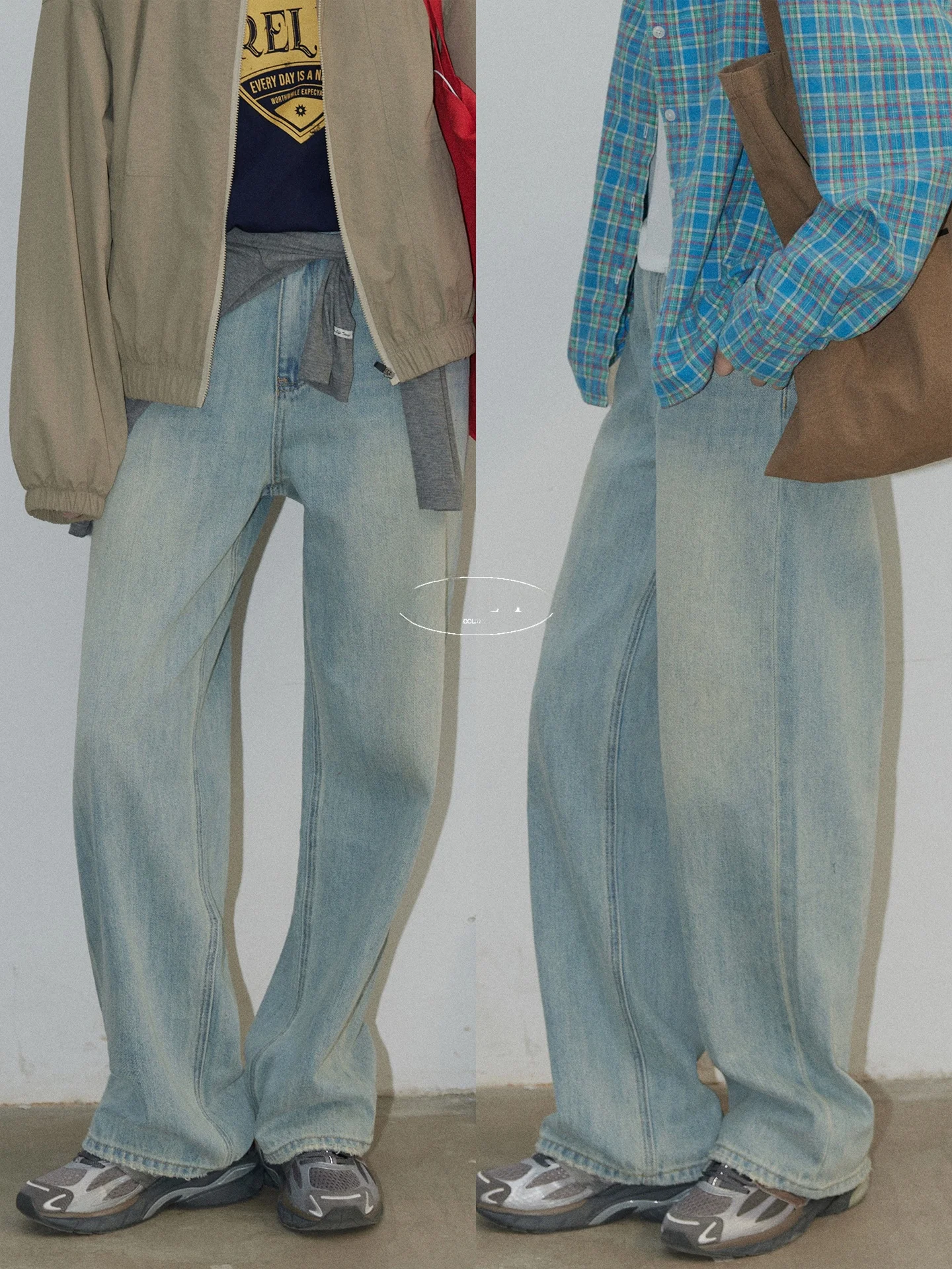 

BMLT High Waist Straight Leg Cotton Denim Pants Women's Loose Casual Trousers Wide Leg Light Color Korean Sle Jeans