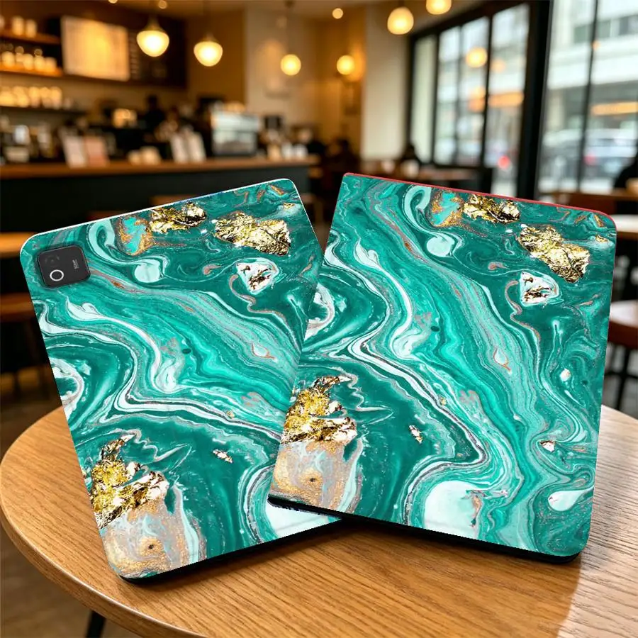 with Pencil Slot Case for Xiaomi Redmi Pad SE K Pad 8.8 9.7 12.4 Inch Pad 6s Pro 7 Ultra Pad 5 6 7 8 Pro Art Green Marble