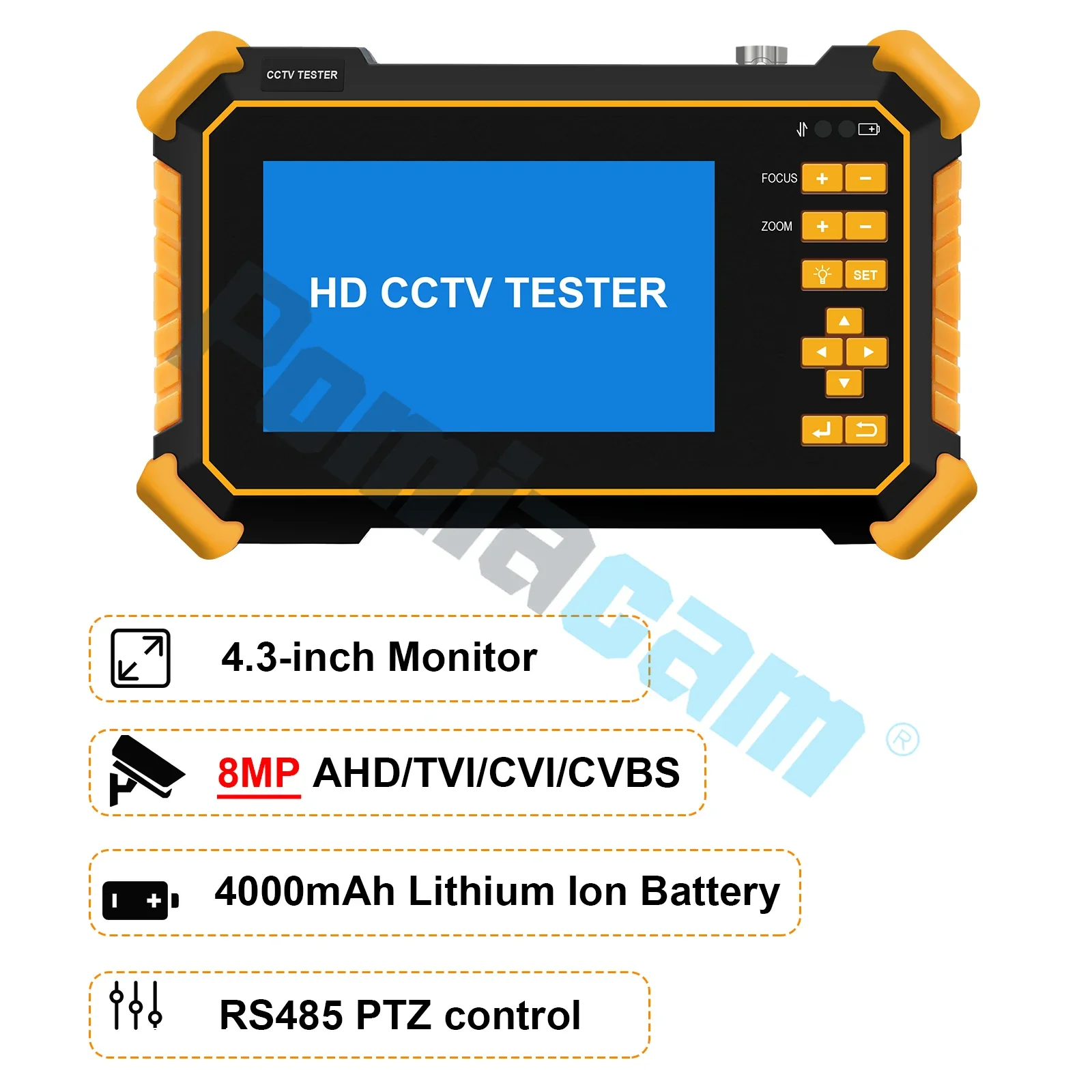 Moniteur de testeur de caméra de vidéosurveillance CVBS CVI TVI AHD, caméra de sécurité CVBS HD 8MP AHD CVI TVI HD-2900 contrôle PTZ RS485, 4.3 pouces