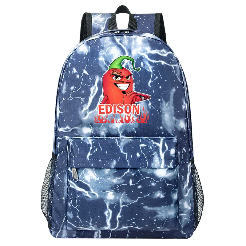 Cartoon Edison Pts Crianças mochila Boy Girl grande capacidade Kids School Bag EdisonPts Homens Mulheres Viajando Bagpack Teen Bag