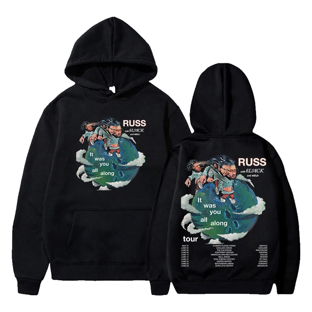 

Russ Rapper 2024 It Was You All Along Tour Hoodie Long Sleeve Streetwear Women Men Hooded Sweatshirt Hip Hop Clothes