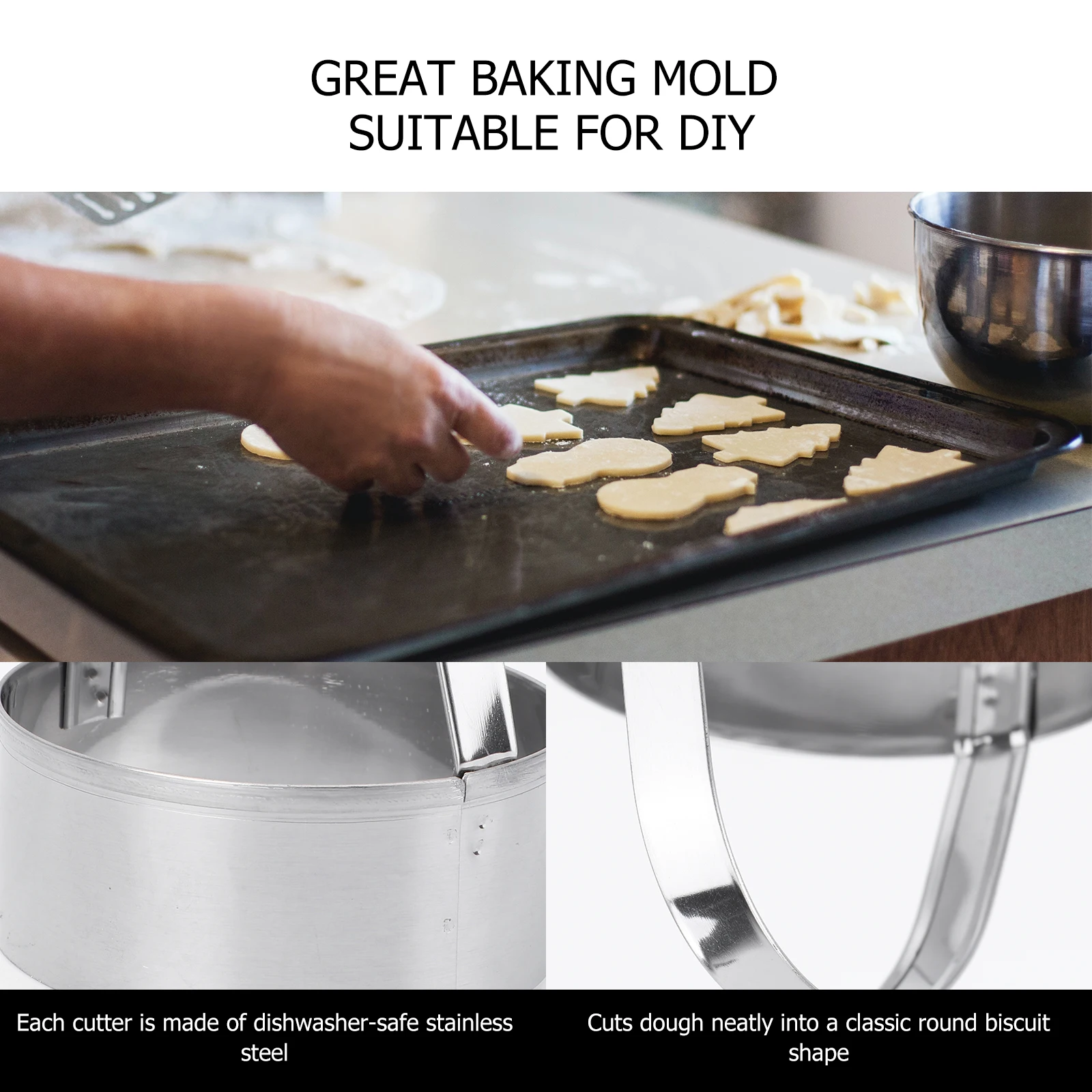 

3pcs Stainless Steel Round Biscuit Cutter Cookie Mold For Baking Dough Pastry Cake Decorating Tools Kitchen Gadgets Set