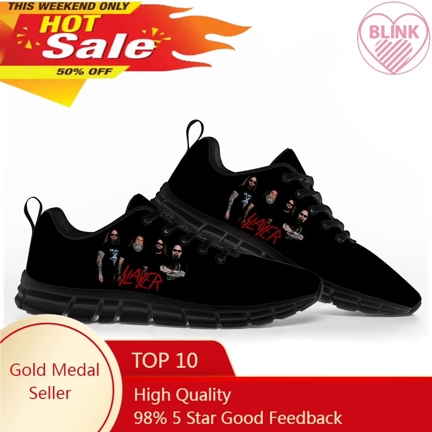 Slayer Heavy Metal Rock Band Sports Shoes Mens Womens Teenager Kids Children Sneakers Casual Custom High Quality Couple Shoes