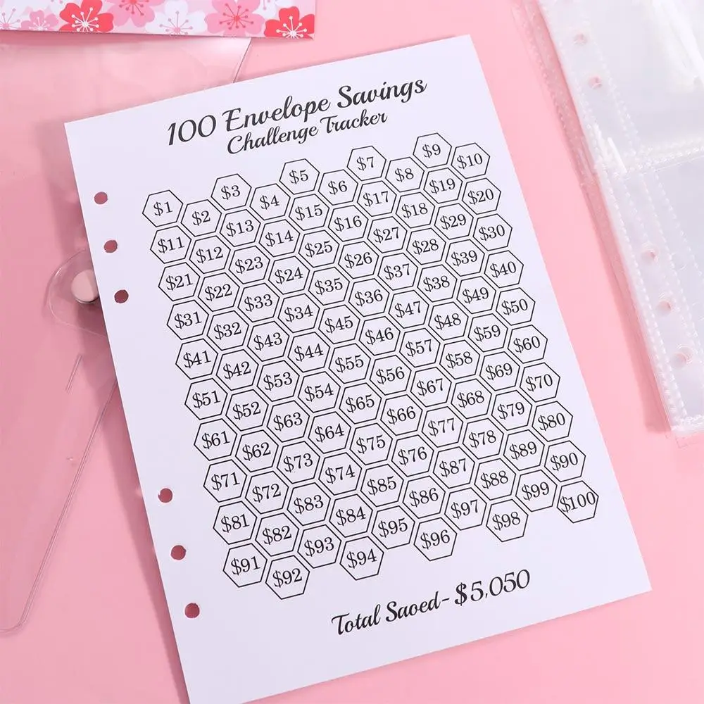 Financial Management 100 Envelope Savings Challenge 100 Envelope Money Saving 100 Envelope Challenge Binder PU Cherry Blossom