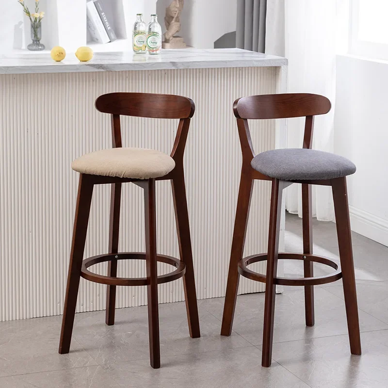 Modern Simple Solid Wood Dining Chairs Versatile Semi-Bar Kitchen Stools with Solid Back High-Quality Furniture Design