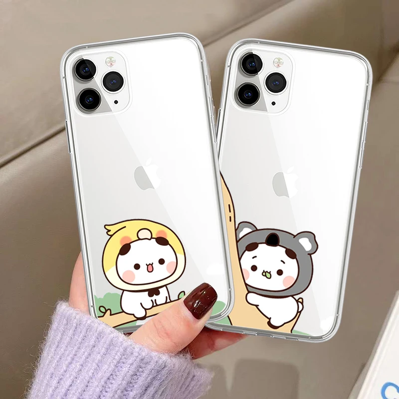 Funda de silicona con dibujos animados para IPhone, carcasa bonita de silicona para parejas, para modelos 15, 14, 13, 12, 11 Pro Max, Mini, SE, X, Xs, XR, 7, 8 Plus