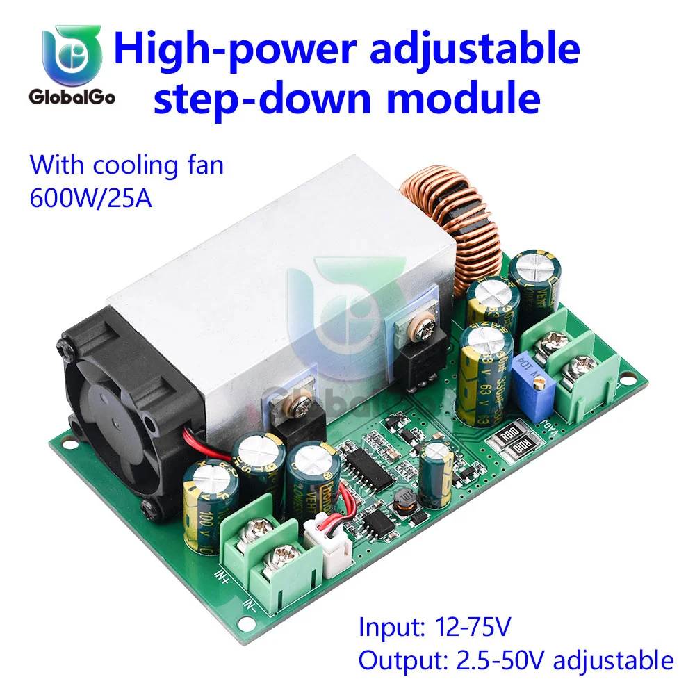 DC-DC قابل للتعديل تنحى وحدة 12 فولت-75 فولت إلى 5V19V21V24V48V محول الطاقة شاحن تنحى وحدة 25A 600 واط الجهد المنظم