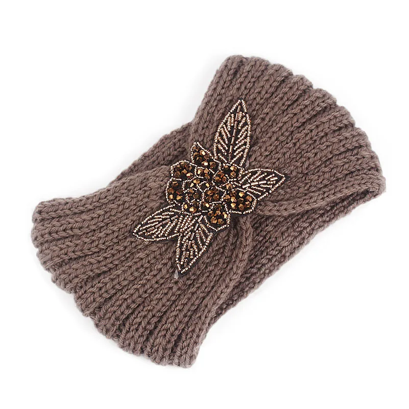 New Women Winter Warmer Ear Knitted Headband Turban Wide Crochet Bow Stretch Rhinestone Hairband Headwrap Hair Accessories