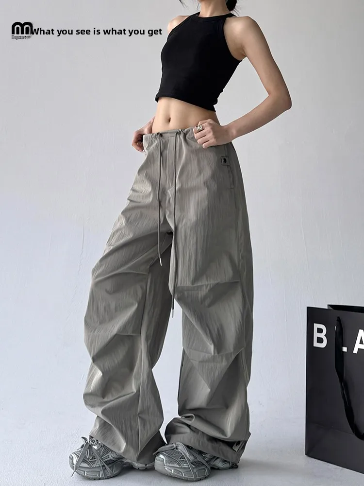 

American Sle Retro Workwear Casual Pants Women's Autumn New Straight Leg Parachute Loose Wide Leg High Street Trousers