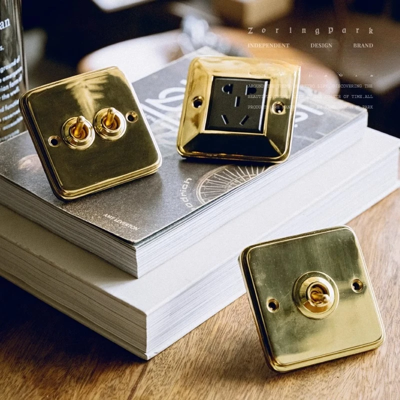 

Vintage Toggle Switch Single Double Control Brass Wall Switches for Living Room Bedroom Switch Box Retro Style Electrical Panel