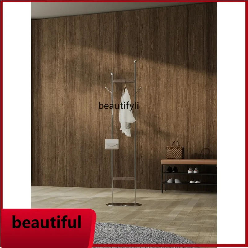 

f185 Italian Minimalist Designer Model Mirror Stainless Steel Double Rod Floor Coat Rack Hallway Hanger