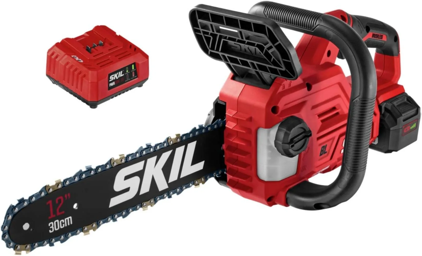 

20V 12'' Handheld Lightweight Chainsaw Kit with Tool-free Chain Tension & Auto Lubrication, Includes 4.0Ah Battery and Charger