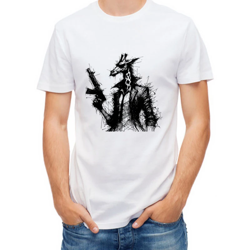 25cm Black Line Drawing Animals Panda Tiger Killer DIY Cool Decal For Men Tshirt Hoodie Iron on DTF Heat Transfer Patch Washable