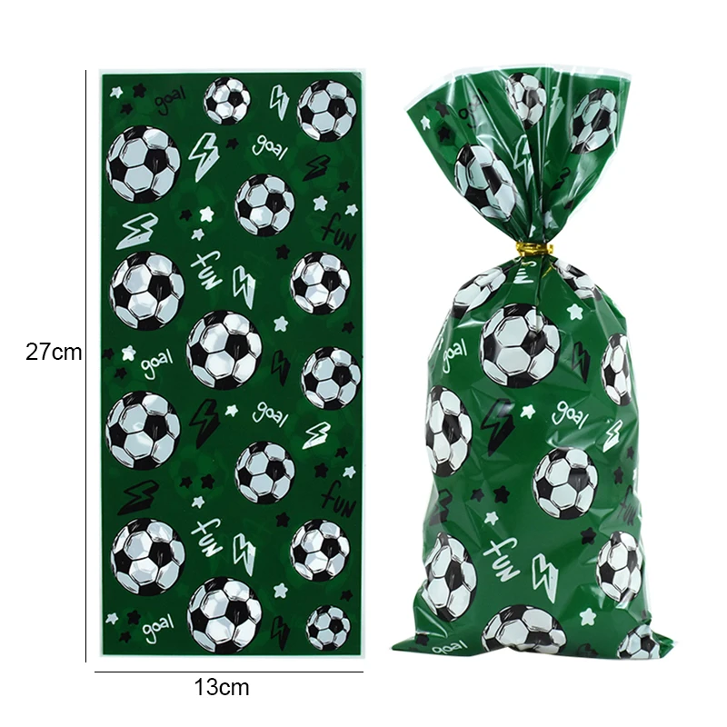 Soccer Party Favors Candy Bag With Twist Ties Kids Boys Birthday Sport Football Themed Party Decoration Gift Packaging Bag