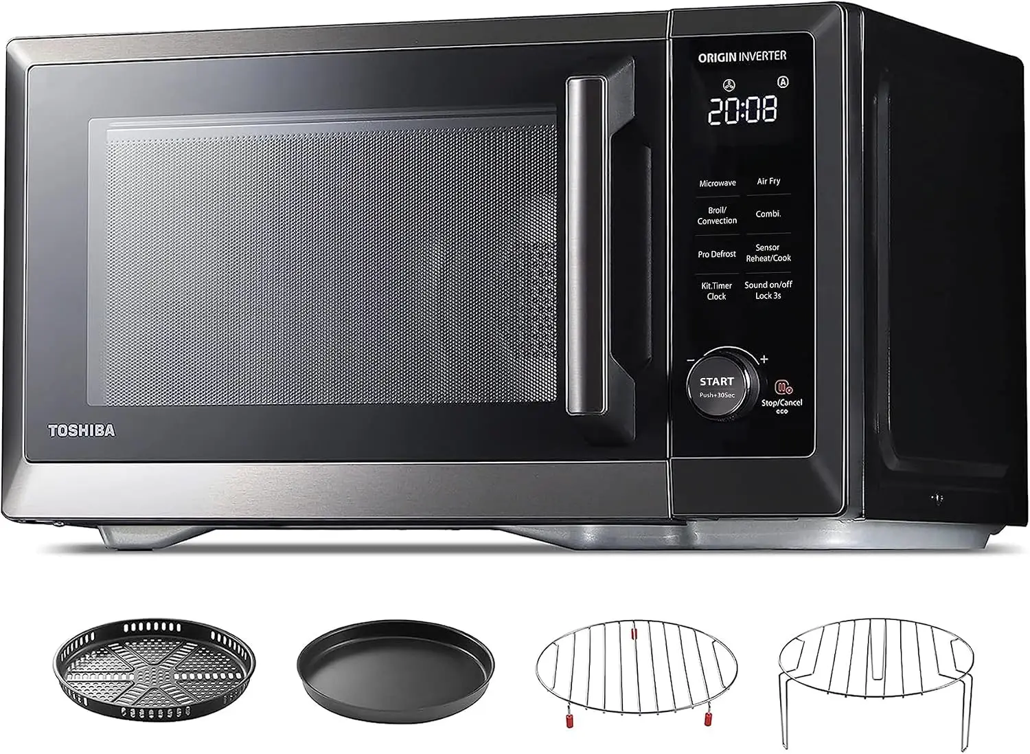 Combo Air Fryer & Microwave Oven, 1.0 Cu. Ft./30QT, 1000W with Inverter, Convection, Broil, Speedy Combi, Even Defrost, Humidity