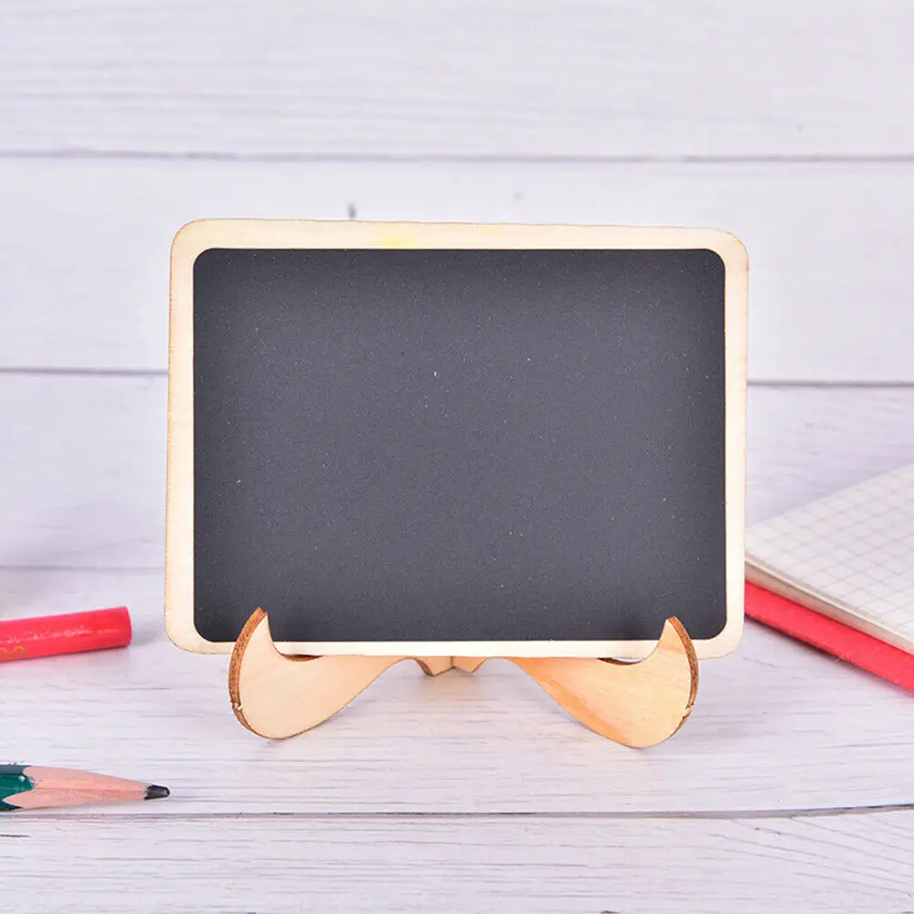 10pcs Mini Wooden Message Board Small Chalkboard With Bracket Writing Board Label Display Sign Message Table Stand