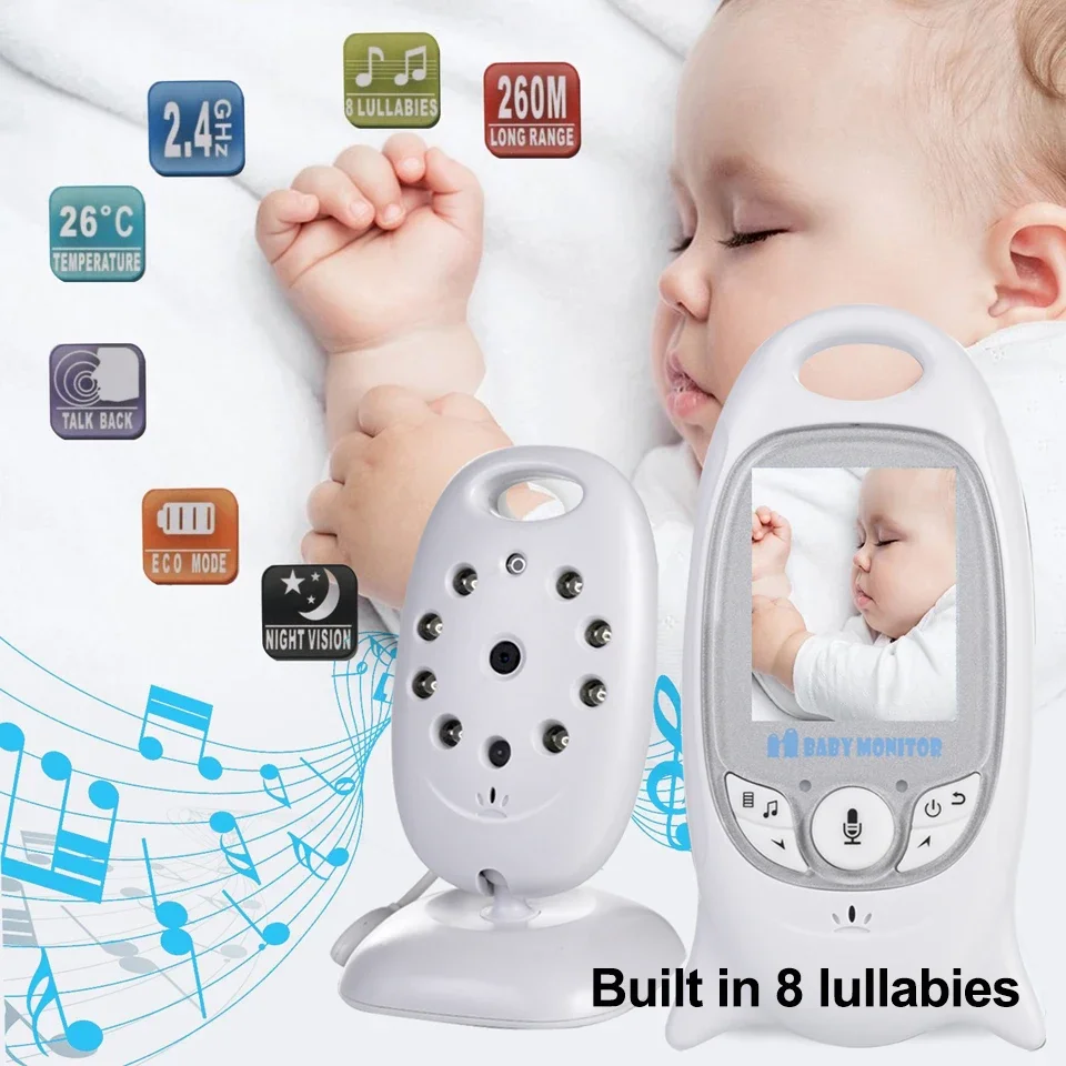 Imagem -05 - Baby Monitor Vídeo sem Fio Babá Lcd Lullabies Visão Noturna Temperatura Segurança Babá Câmera Way Talk 2.0 Vb601