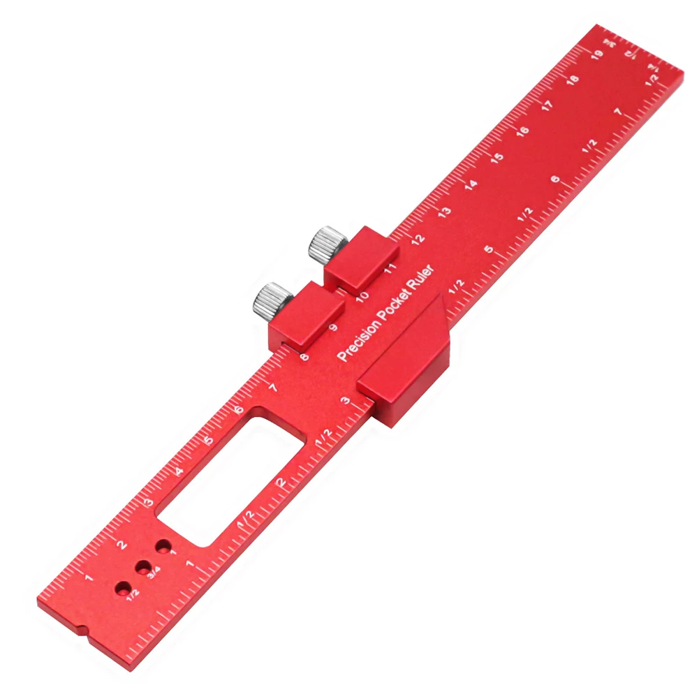 Measuring and Layout Ruler for Woodworking Projects Dual Metric and For Imperial Scales on a Compact Aluminum Design